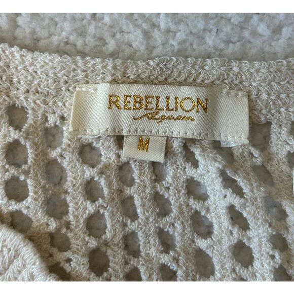 Rebellion Crocheted Cardigan Women's Open Knit Cherries Buttons Cropped Boho M - Picture 8 of 8